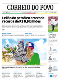 Capa do jornal Correio do Povo 11/10/2019