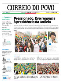 Capa do jornal Correio do Povo 11/11/2019