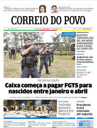 Capa do jornal Correio do Povo 13/09/2019
