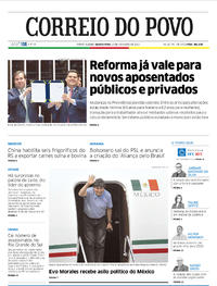 Capa do jornal Correio do Povo 13/11/2019