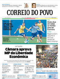 Capa do jornal Correio do Povo 14/08/2019