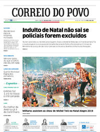 Capa do jornal Correio do Povo 16/12/2019