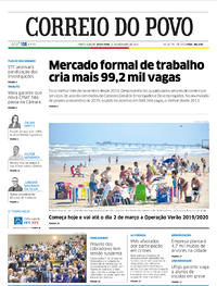 Capa do jornal Correio do Povo 20/12/2019