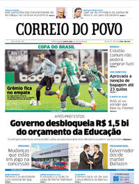 Capa do jornal Correio do Povo 23/05/2019