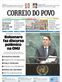 Capa do jornal Correio do Povo 25/09/2019