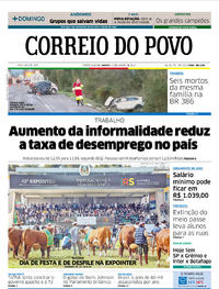 Capa do jornal Correio do Povo 31/08/2019