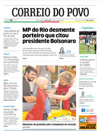 Capa do jornal Correio do Povo 31/10/2019