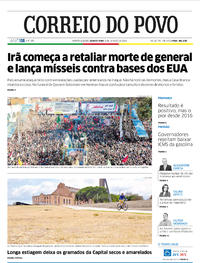 Capa do jornal Correio do Povo 08/01/2020