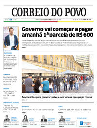 Capa do jornal Correio do Povo 08/04/2020