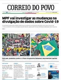 Capa do jornal Correio do Povo 08/06/2020
