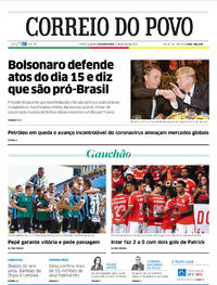 Capa do jornal Correio do Povo 09/03/2020