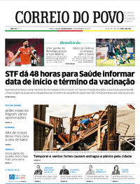 Capa do jornal Correio do Povo 14/12/2020