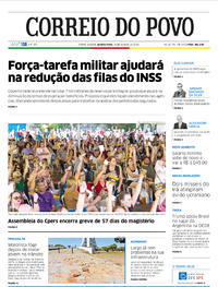 Capa do jornal Correio do Povo 15/01/2020