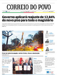 Capa do jornal Correio do Povo 16/01/2020