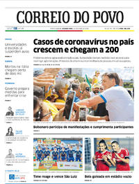 Capa do jornal Correio do Povo 16/03/2020