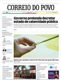 Capa do jornal Correio do Povo 18/03/2020