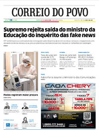 Capa do jornal Correio do Povo 18/06/2020