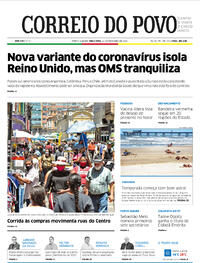 Capa do jornal Correio do Povo 22/12/2020