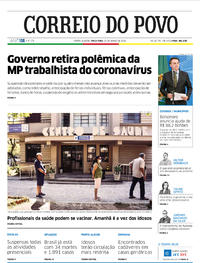 Capa do jornal Correio do Povo 24/03/2020