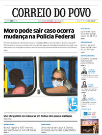 Capa do jornal Correio do Povo 24/04/2020