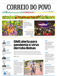 Capa do jornal Correio do Povo 25/02/2020