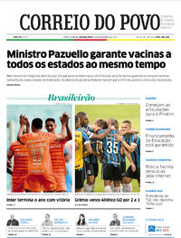 Capa do jornal Correio do Povo 28/12/2020