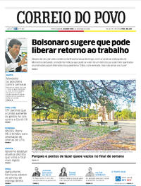 Capa do jornal Correio do Povo 30/03/2020