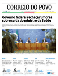 Capa do jornal Correio do Povo 31/03/2020