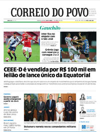 Capa do jornal Correio do Povo 01/04/2021