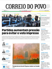 Capa do jornal Correio do Povo 02/07/2021