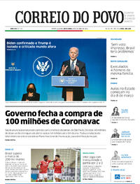 Capa do jornal Correio do Povo 08/01/2021