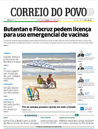 Capa do jornal Correio do Povo 09/01/2021