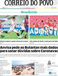 Capa do jornal Correio do Povo 11/01/2021