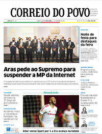 Capa do jornal Correio do Povo 14/09/2021