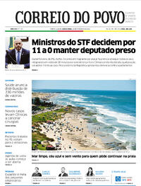 Capa do jornal Correio do Povo 18/02/2021