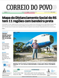 Capa do jornal Correio do Povo 20/02/2021
