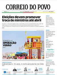 Capa do jornal Correio do Povo 20/12/2021