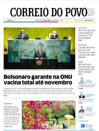 Capa do jornal Correio do Povo 22/09/2021