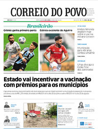 Capa do jornal Correio do Povo 25/06/2021