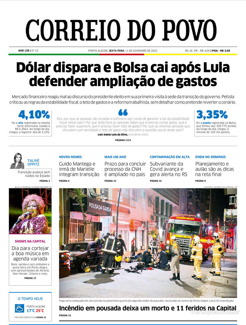 Capa Correio Do Povo Edi O Sexta De Novembro De