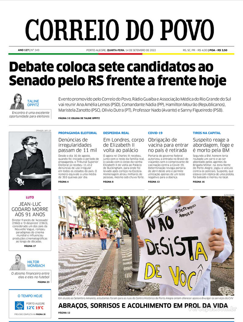 Capa Correio Do Povo Segunda, 6 De Abril De 2020