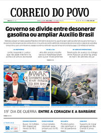 Capa do jornal Correio do Povo 15/03/2022