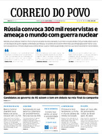 Capa do jornal Correio do Povo 22/09/2022