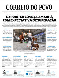 Capa do jornal Correio do Povo 26/08/2022