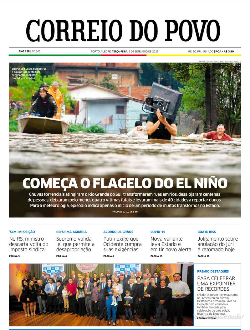 Capa Correio Do Povo Edi O Ter A De Setembro De