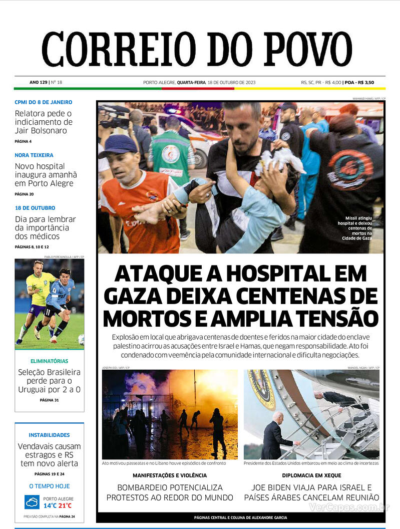 Capa Correio Do Povo Edição Quarta18 De Outubro De 2023 5514