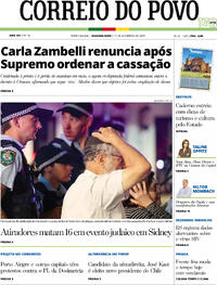 Capa do jornal Correio do Povo 15/12/2025