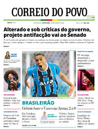 Capa do jornal Correio do Povo 20/11/2025