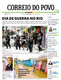Capa do jornal Correio do Povo 29/10/2025