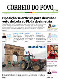 Capa do jornal Correio do Povo 09/01/2026